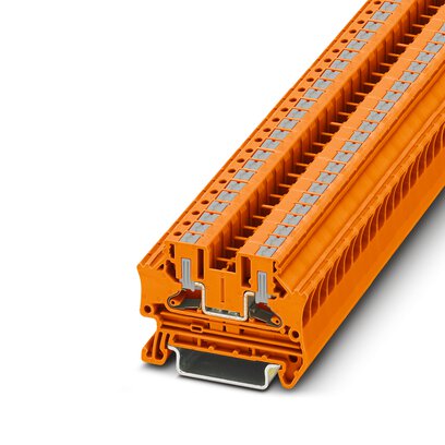 Phoenix Contact Feed-Through Terminal Block; PTV 4 OG ; 30A; 600V; 1-Level; #24 - #10; Push-In - Horizontal Entry Connection; Orange